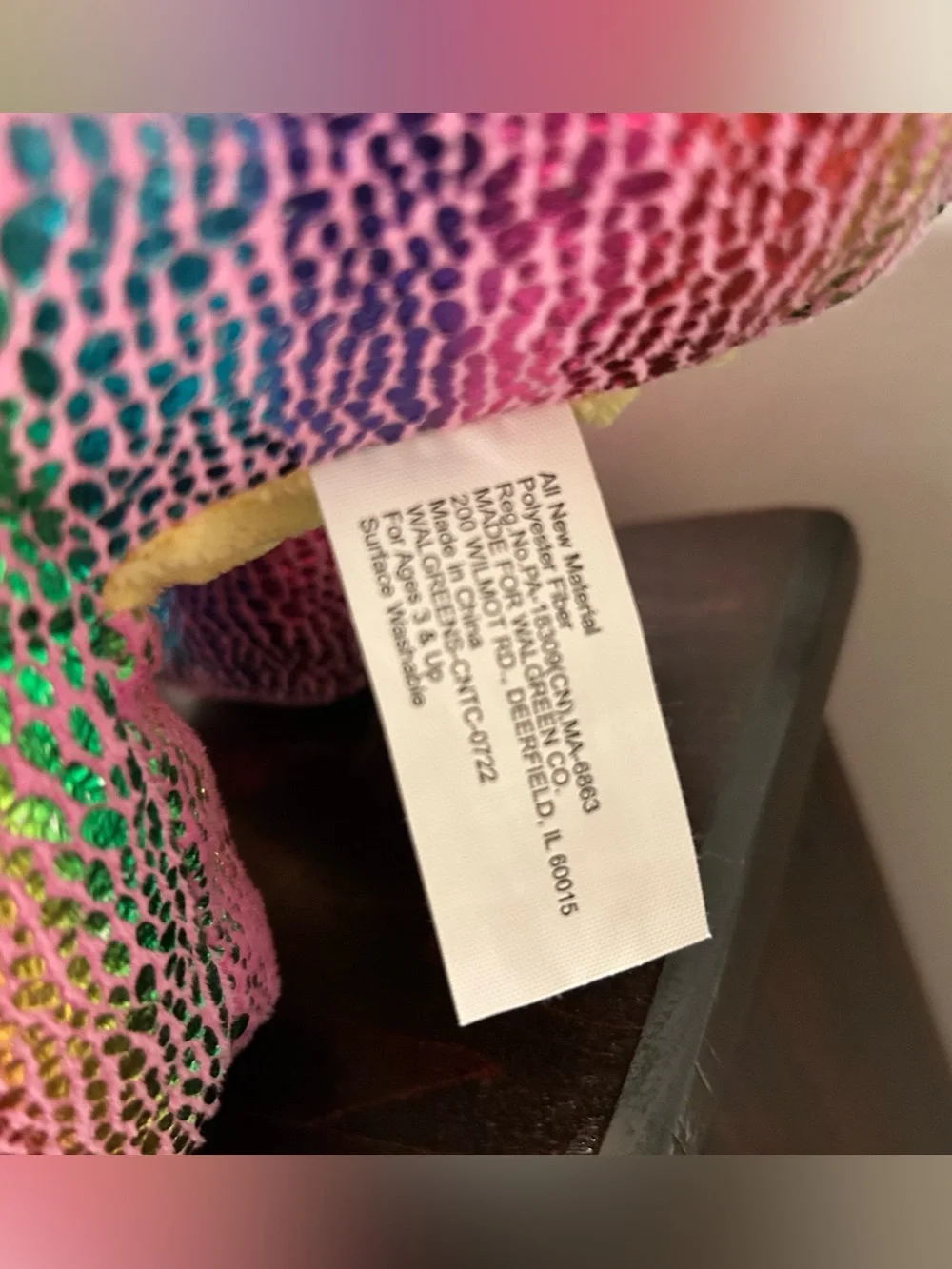 HugMe Rainbow Sparkling Dinosaur Plush 22